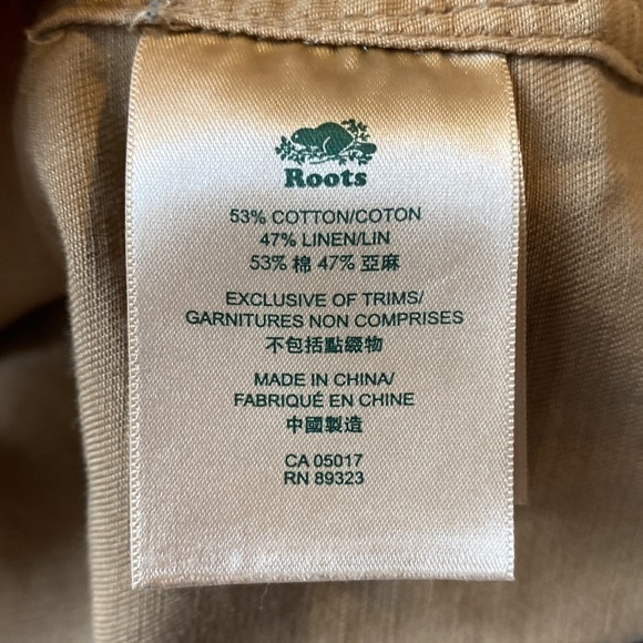 ROOTS distressed cargo khaki military utility cotton linen jacket size S - Picture 13 of 13